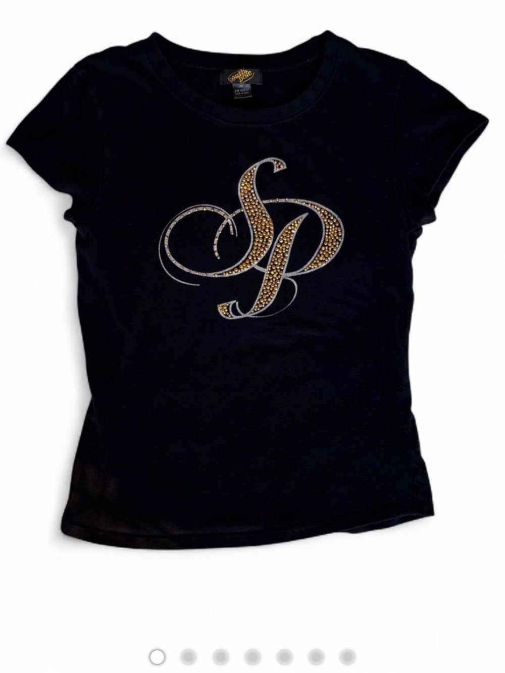 South Pole y2k black rhinestone tee with gold glitter